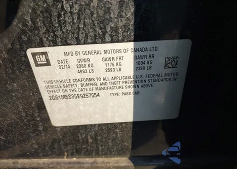 2014 Cadillac Xts Luxury из США, поврежденный, VIN 2G61M5S35E9257054